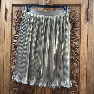EUC Salon Studio large petite gold plisse skirt